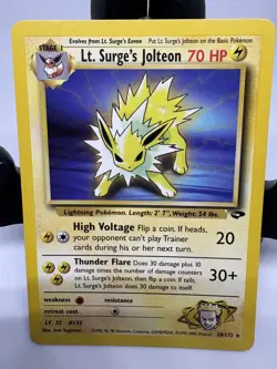 Pokemon Card - Lt. Surge's Jolteon Gym Challenge 28/132 Rare Non Holo LP - Image 1