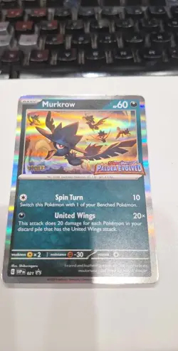 Pokemon Murkrow Paldea Evolved Staff Promo Holo #021 - Image 1