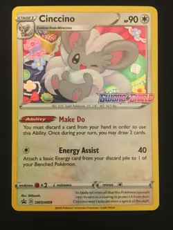 Pokemon Sword & Shield Cinccino SWSH009 Prerelease Holo Black Star Promo NM - Image 1