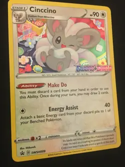 Pokemon Sword & Shield Cinccino SWSH009 Prerelease Holo Black Star Promo NM - Image 2