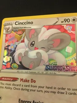 Pokemon Sword & Shield Cinccino SWSH009 Prerelease Holo Black Star Promo NM - Image 3