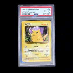 1999 Pokemon - Pikachu Yellow Cheeks 58/102 Base Set PSA 6 - Image 1