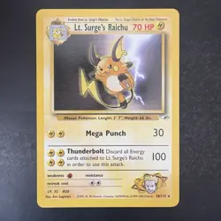 Pokemon Vintage Non-Holo Rare Lt. Surge's Raichu 28/132 Gym Heroes WotC - Image 1