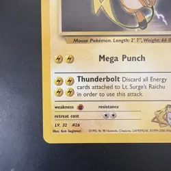 Pokemon Vintage Non-Holo Rare Lt. Surge's Raichu 28/132 Gym Heroes WotC - Image 5