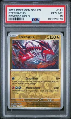 2024 POKEMON SSP EN #141 ETERNATUS REVERSE HOLO PSA 10 SURGING SPARKS POP 2 - Image 1