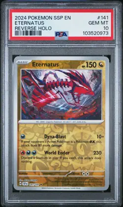 2024 POKEMON SSP EN #141 ETERNATUS REVERSE HOLO PSA 10 SURGING SPARKS POP 2 - Image 2