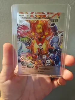 Undefeatable Red GX Silver Foil Fan Art Vinyl Collector Pokemon Card - Image 1