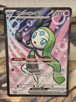 Pokemon TCG Meloetta ex NM Ultra Rare 159/086 Black Bolt Holo Full Art Card SV - Image 1