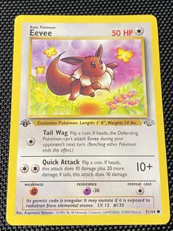 Pokemon TCG Eevee Jungle Card 51/64 Regular Common 1st Edition LP - Image 1