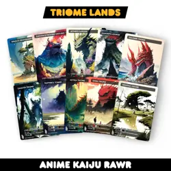Anime Watercolor Triome Lands Bundle - Set of 10 Playtest for Magic Commander - Image 1