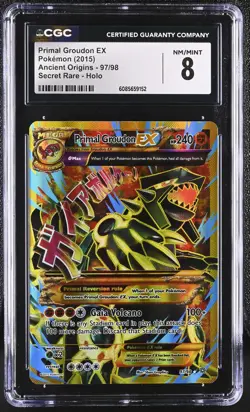 CGC 8 Primal Groudon EX 2015 Ancient Origins 97/98 Secret Rare Holo Pokemon Card - Image 1