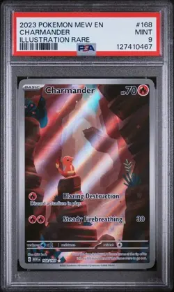 2023 POKEMON MEW EN-151 #168 CHARMANDER ILLUSTRATION RARE PSA 9 - Image 1
