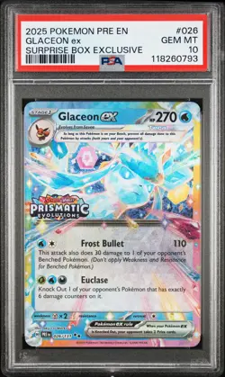 2025 POKEMON PRE EN-PRISMATIC EVOLUTIONS #026 GLACEON EX PSA 10 - Image 1