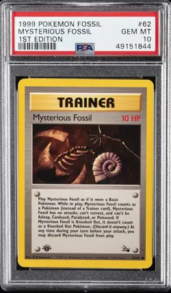 1999 POKEMON FOSSIL 1ST ED #62 MYSTERIOUS FOSSIL PSA 10 - Image 1