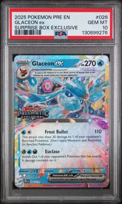 2025 POKEMON PRE EN-PRISMATIC EVOLUTIONS #026 GLACEON EX PSA 10 - Image 1