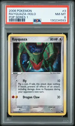 2006 POKEMON POP SER 1 #3 RAYQUAZA-HOLO PSA 8 - Image 1