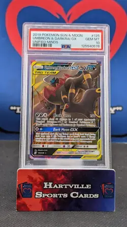 2019 POKEMON UNIFIED MINDS UMBREON & DARKRAI GX #125 PSA 10 GEM MINT - Image 1