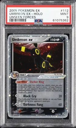 2005 POKEMON EX UNSEEN FORCES #112 UMBREON EX-HOLO PSA 9 - Image 1