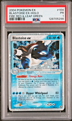 SWIRL PSA 1 2004 Pokemon EX Fire Red & Leaf Green Blastoise EX Holo Foil 104/112 - Image 1