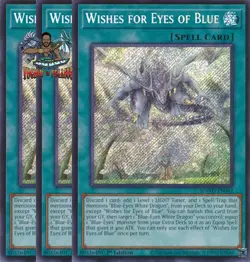 Yugioh! 3x Wishes for Eyes of Blue SDWD-EN042 Secret Rare 1st Ed NM - Image 1