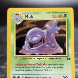 Muk Holo Fossil 13/62 Pokemon Card Rare Unlimited WOTC 1999 Vintage TCG NM - Image 2