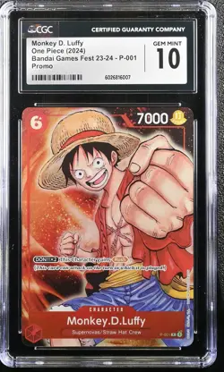 Monkey D Luffy P-001 CGC 10 Bandai Games Fest 23-24 One Piece Card - Image 1