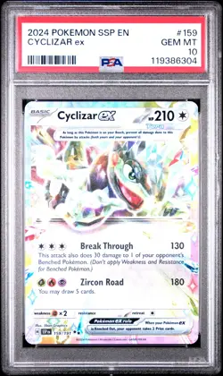 2024 POKEMON SSP EN-SURGING SPARKS #159 CYCLIZAR EX PSA 10 - Image 1