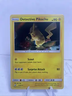 Pokemon TCG Detective Pikachu Rare 10/18 Holo Rare 2019 Detective Pikachu - Image 1