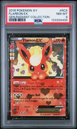 2016 POKEMON XY GENERATIONS RADIANT COLL #RC6 FLAREON EX PSA 8 - Image 1