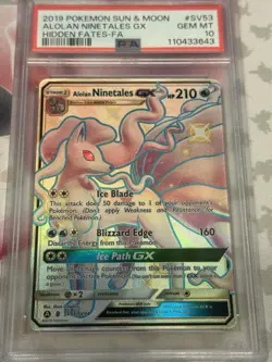 Pokemon Alolsn Ninetales GX Hidden Fates Full Art SV53 PSA 10 Gem Mint - Image 4