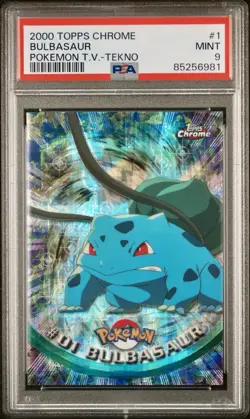 2000 TOPPS CHROME POKEMON T.V. TEKNO #1 BULBASAUR PSA 9 - Image 1
