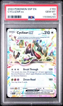 2024 POKEMON SSP EN-SURGING SPARKS #159 CYCLIZAR EX PSA 10 - Image 1