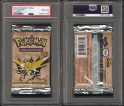 PSA 8 Pokemon 1st Edition Fossil Zapdos Booster Pack - Image 1