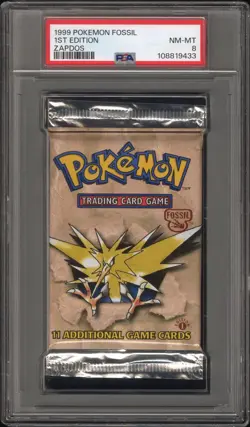 PSA 8 Pokemon 1st Edition Fossil Zapdos Booster Pack - Image 2