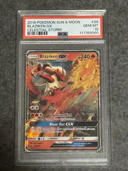 2018 Pokemon Sun & Moon Celestial Storm Blaziken GX #28 Celestial Storm PSA 10 - Image 1