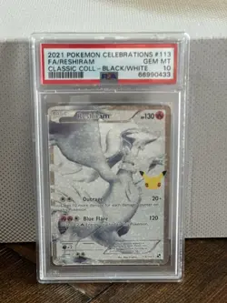2021 POKEMON CELEBRATIONS CLASSIC COLL #113 FULL ART/RESHIRAM PSA 10 - Image 1