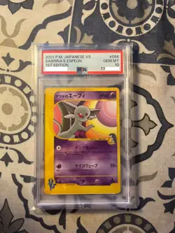 Pokemon PSA 10 GEM MINT 2001 Sabrina's Espeon 1st Edition Japanese VS Card - Image 1