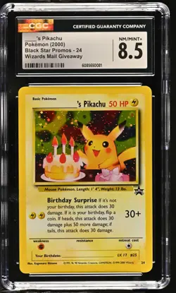CGC 8.5 Birthday ____'s Pikachu 2000 Black Star Promos 24 Holo Pokemon Card - Image 1