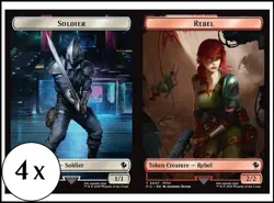 MTG - 4 x Soldier / Rebel Double-Sided Token - Playset 4x x4 - Final Fantasy - Image 1
