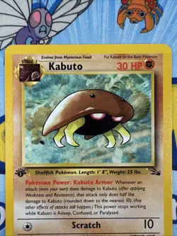 Kabuto 1st Edition Fossil Set Pokemon WOTC TCG Common Card #50/62 LP - Image 2