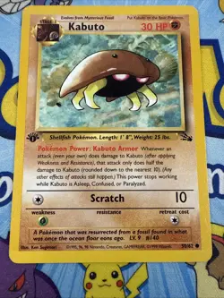 Kabuto 1st Edition Fossil Set Pokemon WOTC TCG Common Card #50/62 LP - Image 3