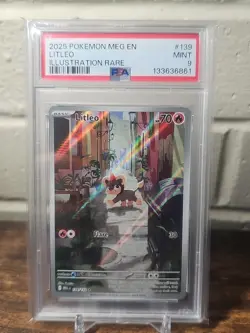 Pokemon TCG Litleo 139/132 Mega Evolution Illustration Rare PSA 9 - Image 1