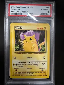 1999 POKEMON GAME PIKACHU YELLOW CHEEKS #58 PSA 10 - Image 1