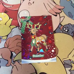Stantler Red Background Paper Cracked Ice Holo Pokemon Database Christmas - Image 1