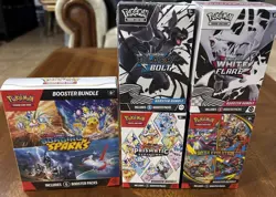 5 Pokemon Booster Bundles Surging Sparks Prismatic Black Bolt White Flare Mega - Image 1
