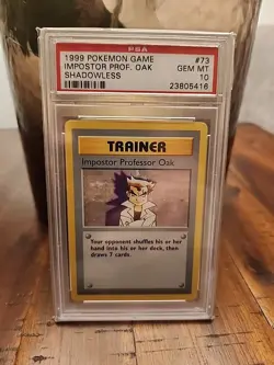 PSA 10 - Pokemon IMPOSTOR PROFESSOR OAK 73/102 - SHADOWLESS BASE SET Trainer - Image 1
