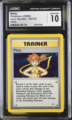 CGC 10 Pokemon English Misty 18/132 2000 Gym Heroes - Unlimited Rare Holo - Image 1