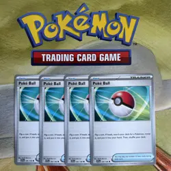Poke Ball 185/198 Item Playset (4x) Scarlet & Violet Base Pokemon TCG Card - Image 1