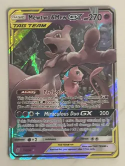 Pokemon 2019 SM Unified Minds Mewtwo Mew Tag Team GX Holo Card #71/236 - Image 1