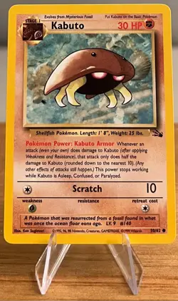 Kabuto #140 Non-Holographic Pokemon Card Near Mint 50/62 Common Fossil Set 1999 - Image 3